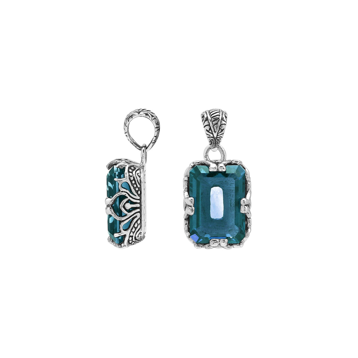 AP-8106-LBT Sterling Silver Pendant With London Blue Topaz Q.