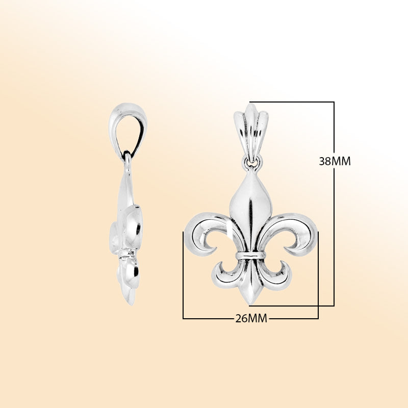 Artistic sterling silver Fleur-De-Lis pendant featuring smooth curved detailing, polished finishing, and symbolic handcrafted-inspired elegance for modern daily wear