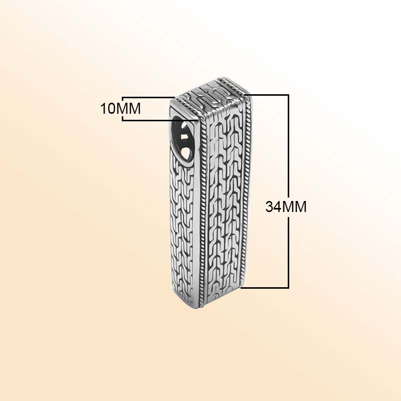 Artistic sterling silver rectangular bar pendant featuring engraved modern pattern, polished bright finish, and stylish handcrafted-inspired detailing for everyday wear