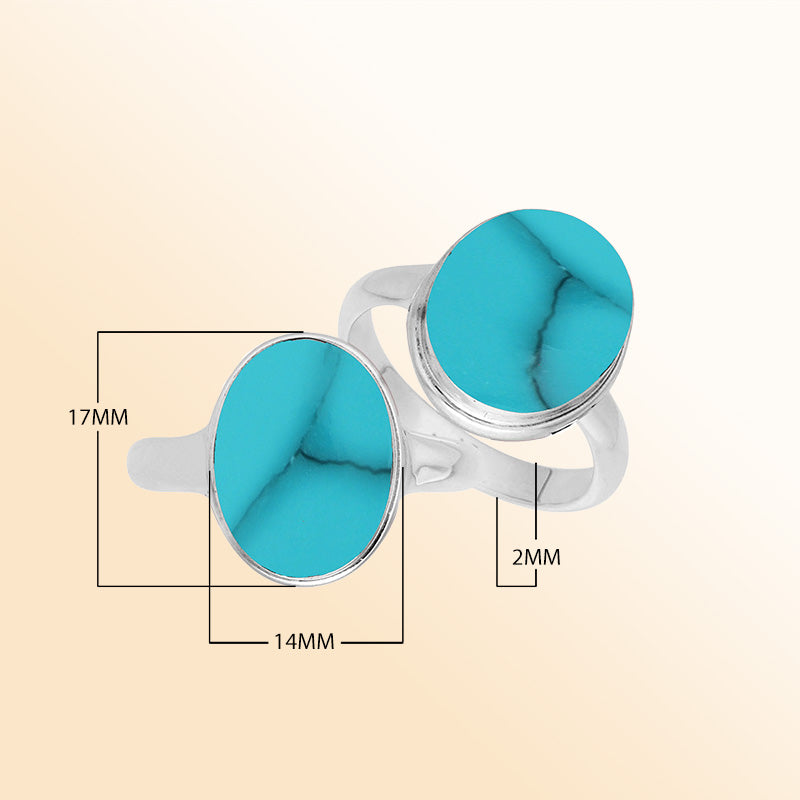 Sterling silver oval Turquoise Shell ring with sleek bezel setting and polished band, handcrafted artisan statement jewelry for women.