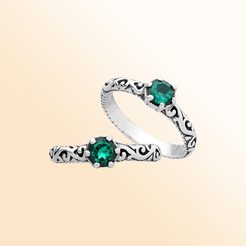Sterling Silver Green Quartz Filigree Ring