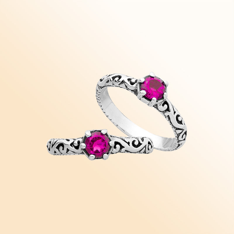 Sterling silver filigree ring with round Pink Quartz, artisan handcrafted Quartz jewelry for women, elegant and romantic design.