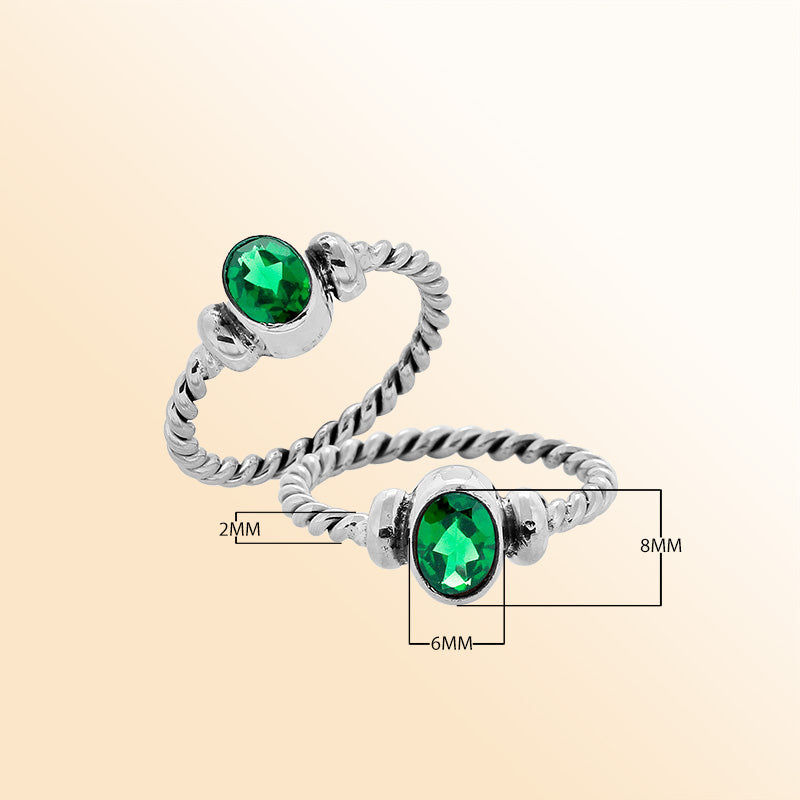 Sterling silver twisted band ring with oval faceted Green Quartz, artisan handcrafted jewelry for women, elegant Green Quartz accessory.