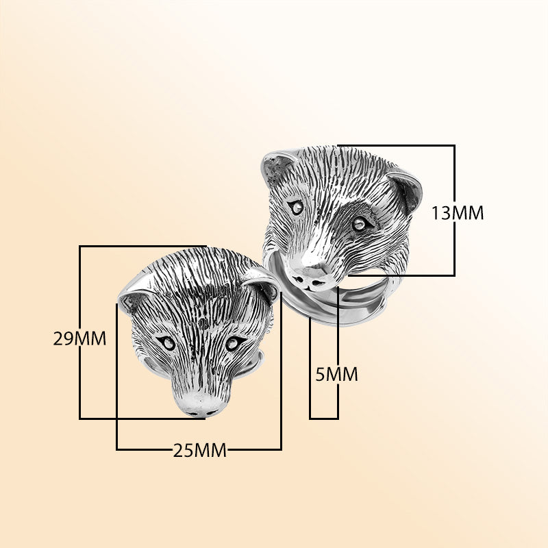 Sterling silver bear head ring with detailed 3D design, handcrafted men’s statement jewelry symbolizing strength and courage.