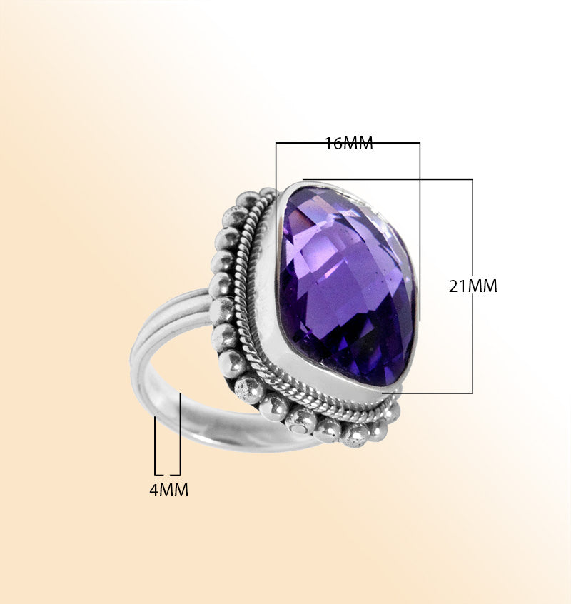 AR-6062-AM-5" Sterling Silver Ring With Amethyst Q. Jewelry Bali Designs Inc 