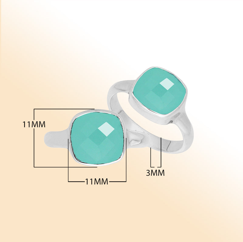 Handmade sterling silver double stone ring with Green Chalcedony Quartz in sleek bezel design