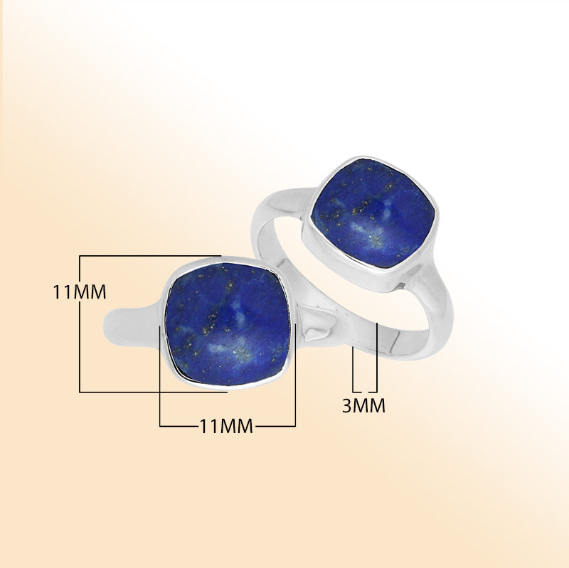 Handmade sterling silver double stone ring with Lapis Lazuli in minimalist bezel design