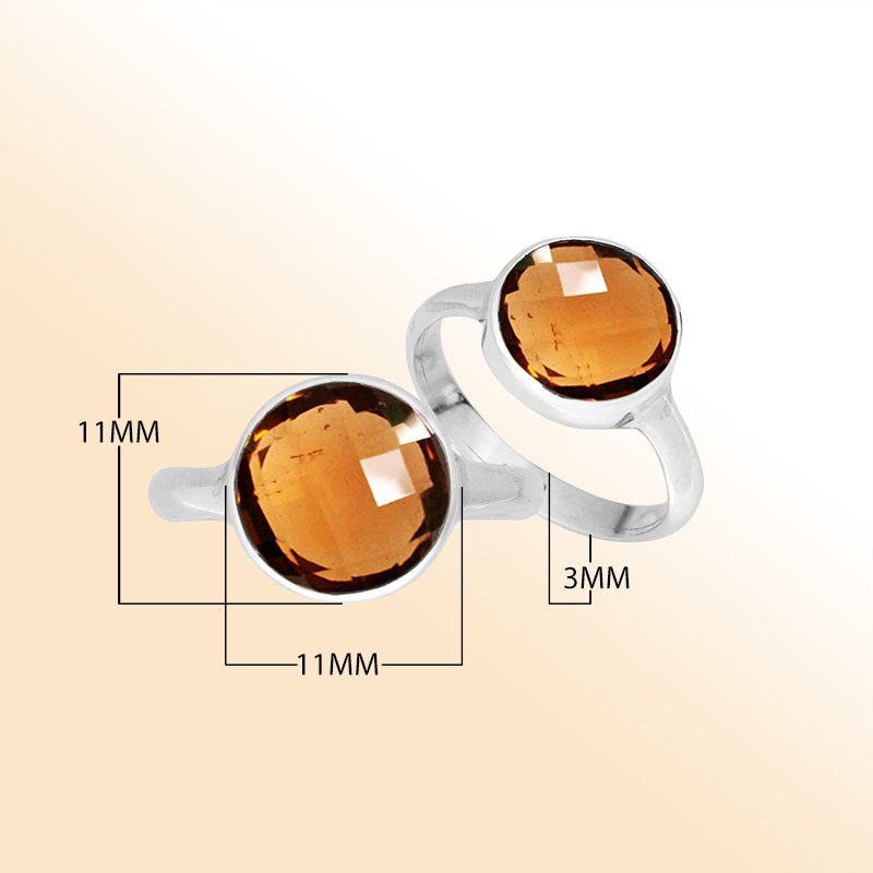 Handmade sterling silver round bezel double stone ring with Citrine Quartz