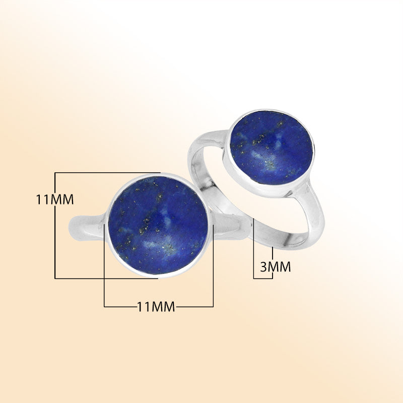 Handmade sterling silver round bezel double stone ring with Lapis Lazuli