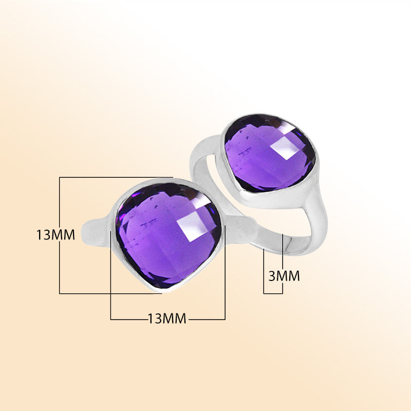 Handmade sterling silver pear bezel Single stone ring with Amethyst Quartz