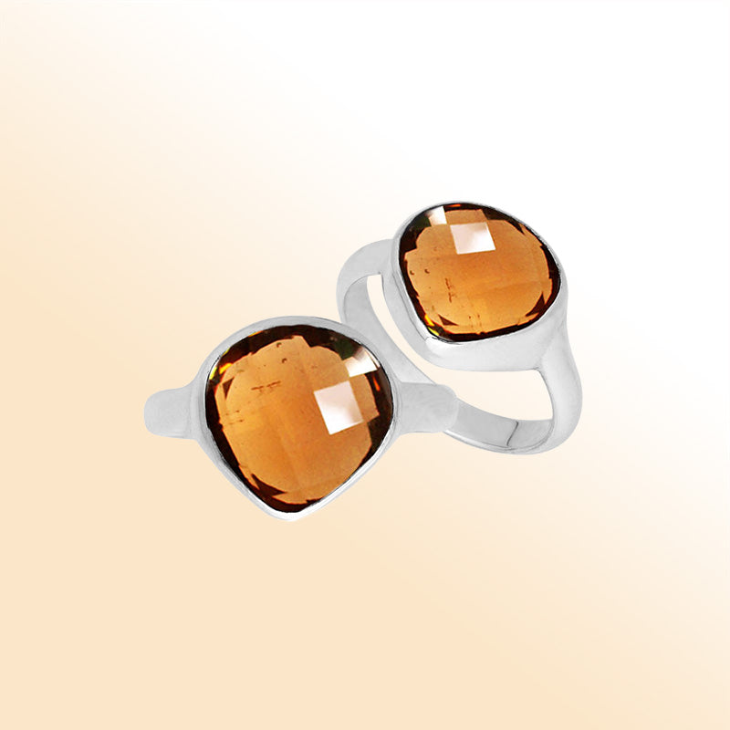 Handmade sterling silver pear bezel Single stone ring with Citrine Quartz