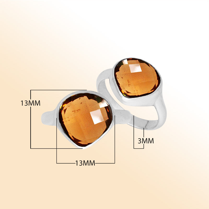 Handmade sterling silver pear bezel Single stone ring with Citrine Quartz
