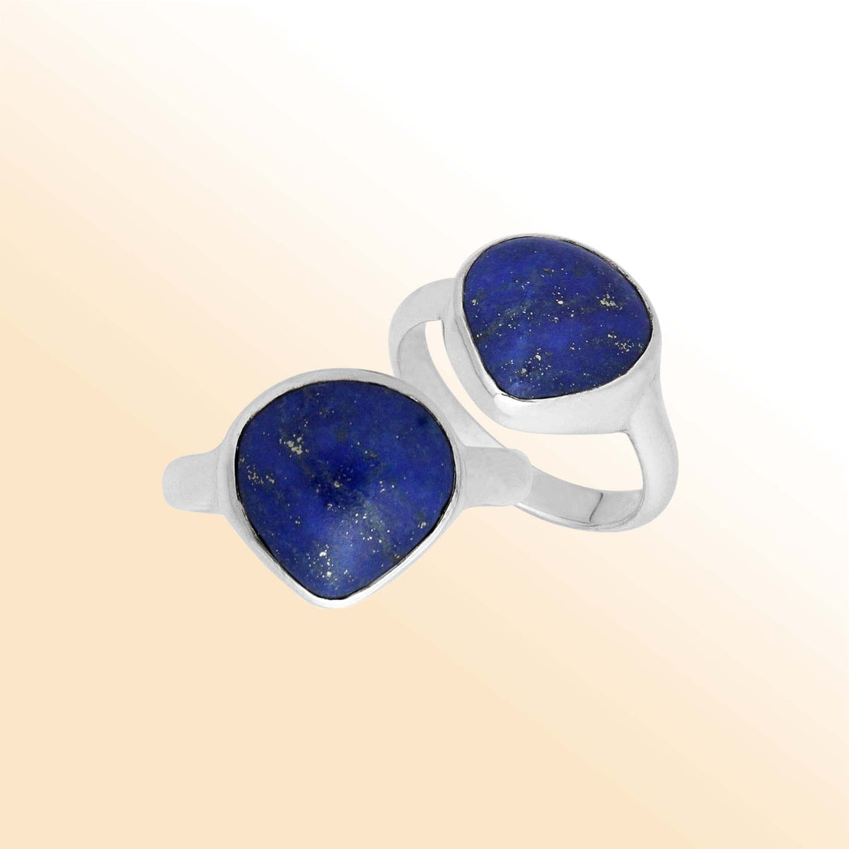 Handmade sterling silver pear bezel Single stone ring with Lapis Lazuli