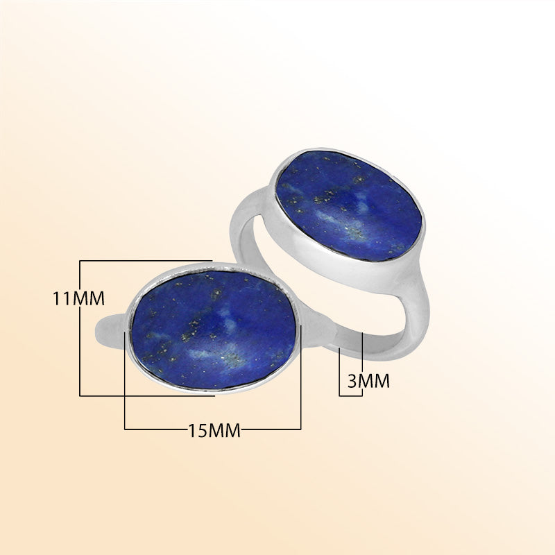 AR-6160-LP-6'' Sterling Silver Oval Shape Ring With Lapis Jewelry Bali Designs Inc 