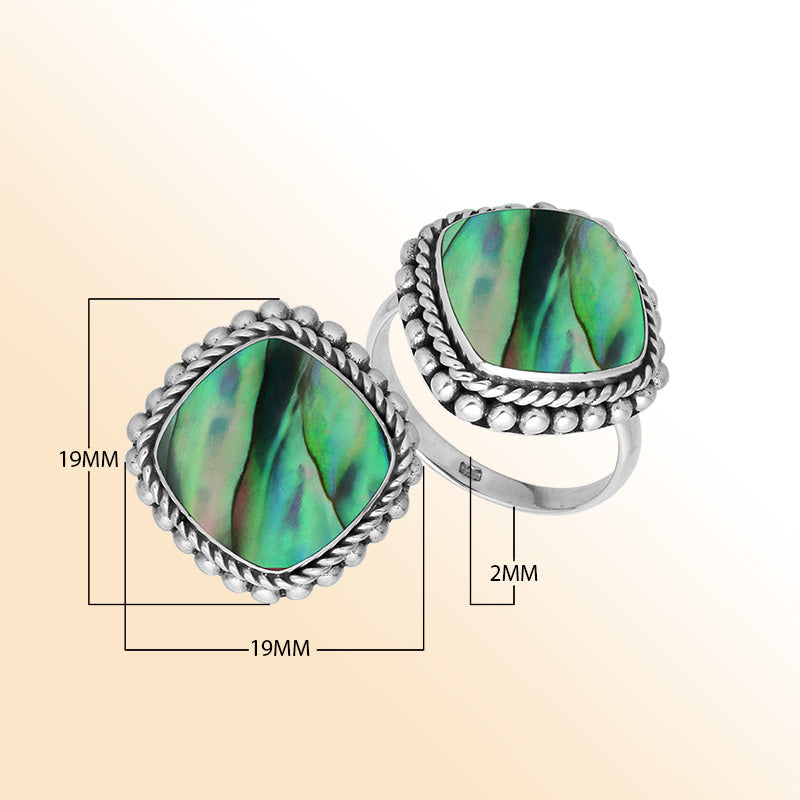 Handcrafted Sterling Silver ring with Abalone Shell and Balinese rope beaded detailing