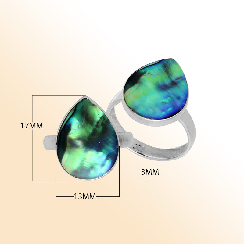 Handcrafted Sterling Silver pear shape ring with Abalone Shell and Balinese polished detailing