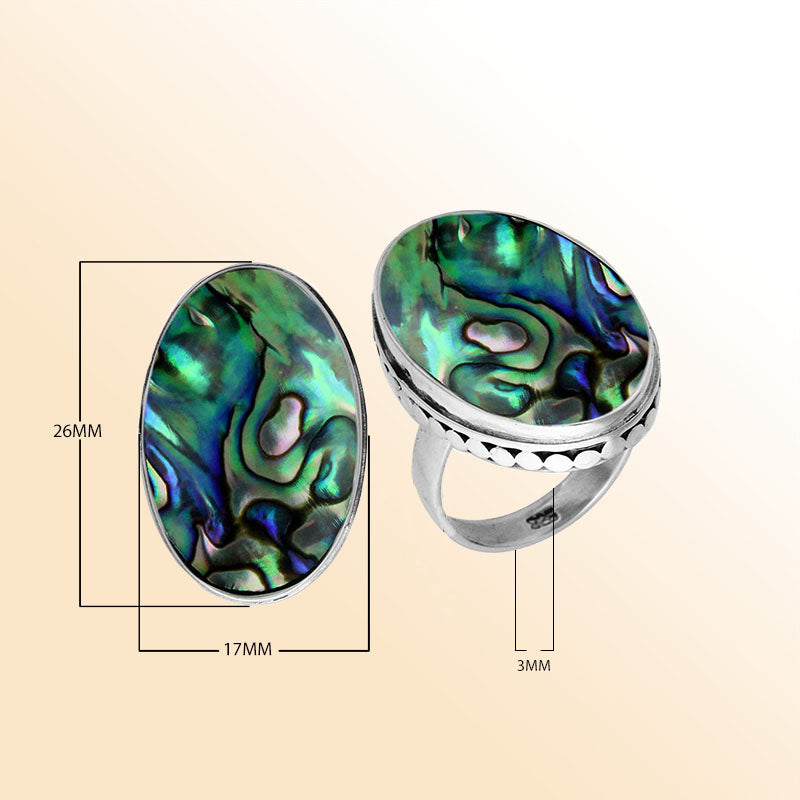 Sterling Silver Handcrafted Abalone Shell Oval Statement Ring