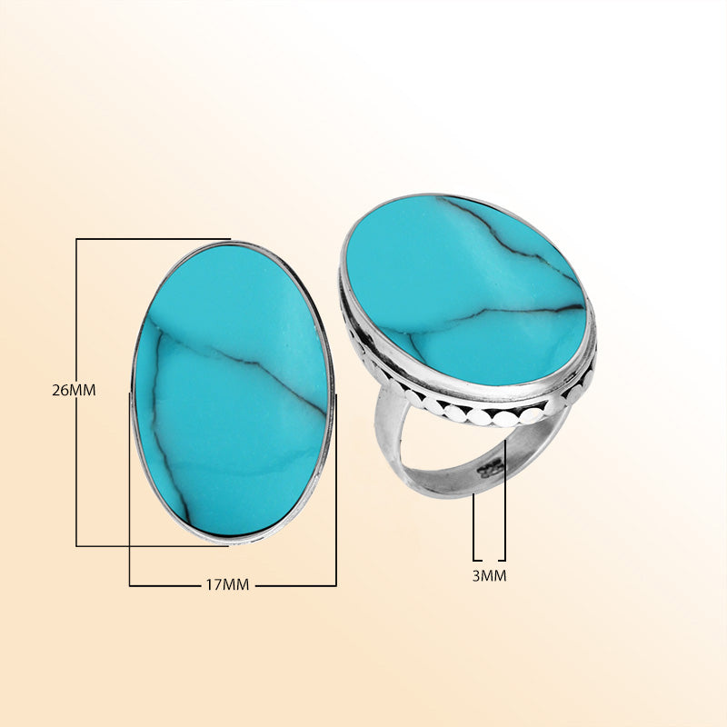 Sterling Silver Handcrafted Turquoise Shell Oval Statement Ring
