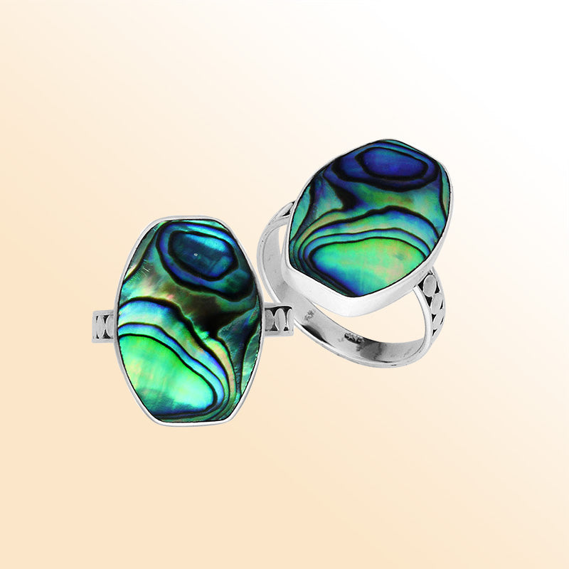 Sterling Silver Handcrafted Abalone Shell Statement Ring