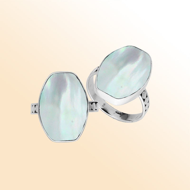 Sterling Silver Handcrafted Mother Of Pearl Statement Ring