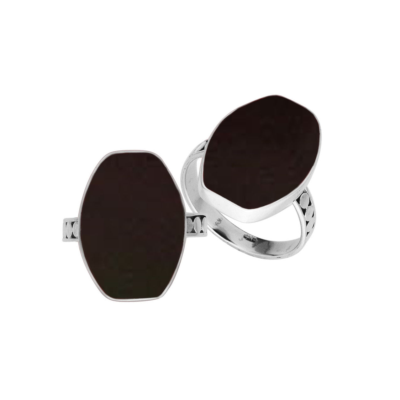 Sterling Silver Handcrafted Black Shell Statement Ring