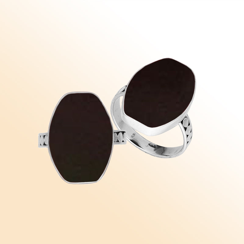 Sterling Silver Handcrafted Black Shell Statement Ring