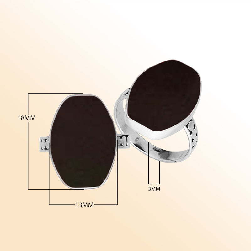 Sterling Silver Handcrafted Black Shell Statement Ring