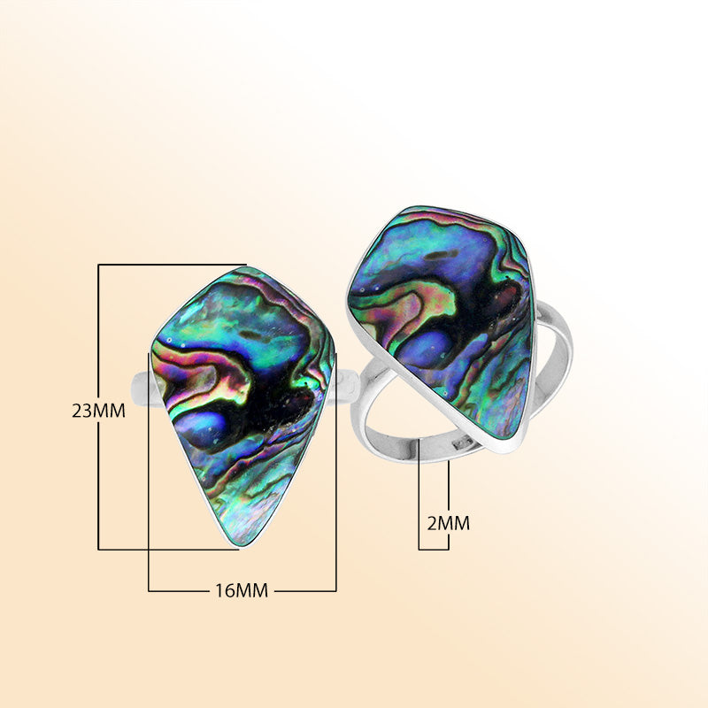 Sterling Silver Elongated Abstract Statement Ring With Abalone Shell