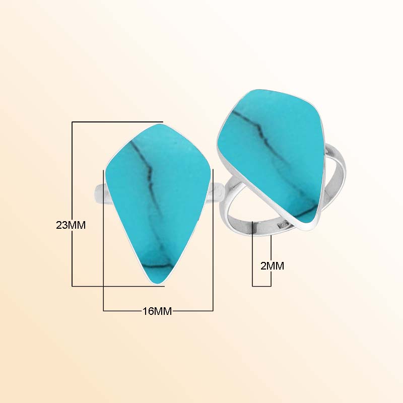 Sterling silver Midnight Muse ring with elongated Turquoise Shell inlay and sculptural asymmetrical statement design