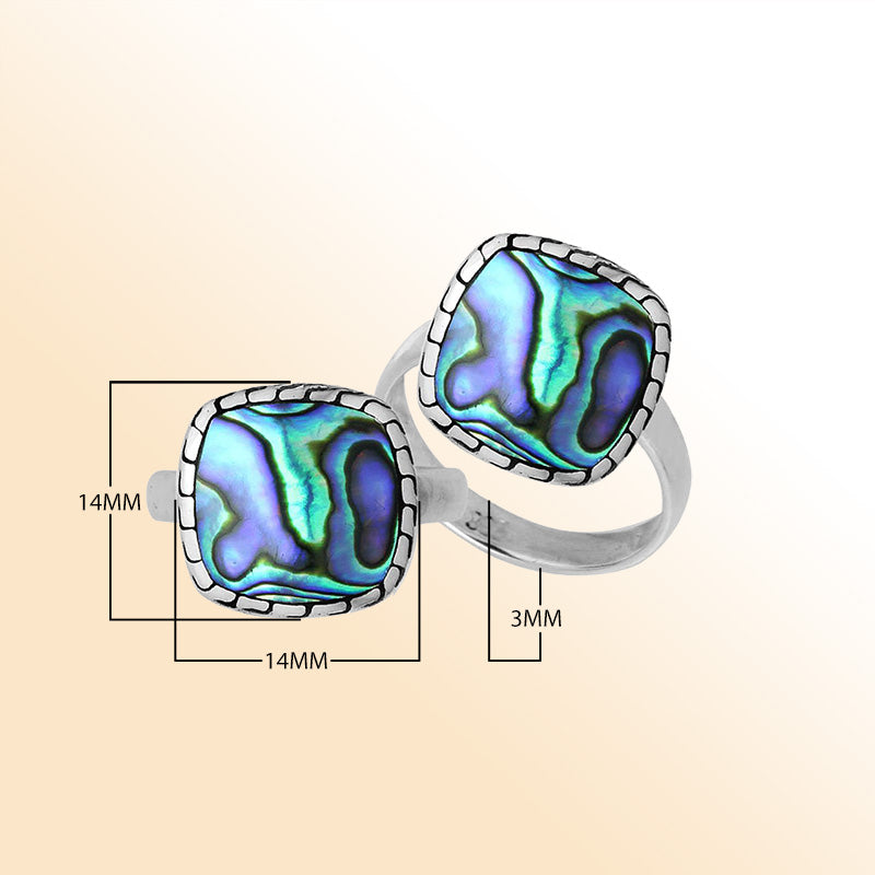 Sterling Silver Cushion Shape Textured Statement Ring With Abalone Shell