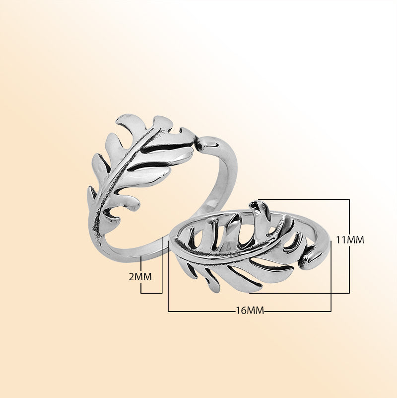 Balinese silver feather shape simple designer ring with polished finish