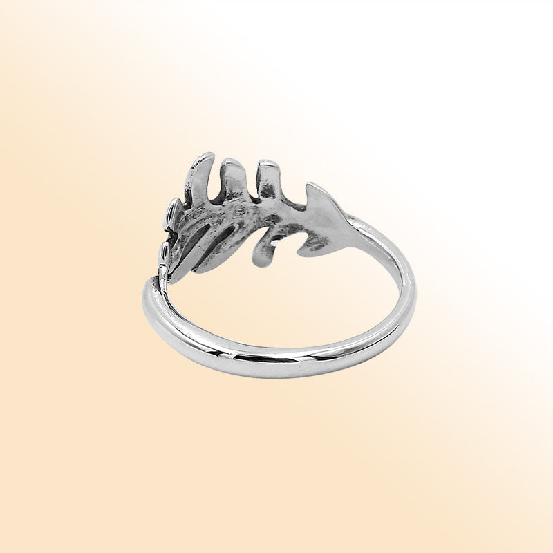 Balinese silver feather shape simple designer ring with polished finish