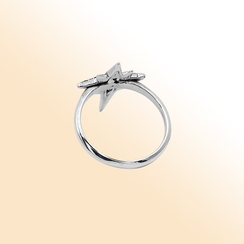 Balinese silver compass shape ring with polished designer finish