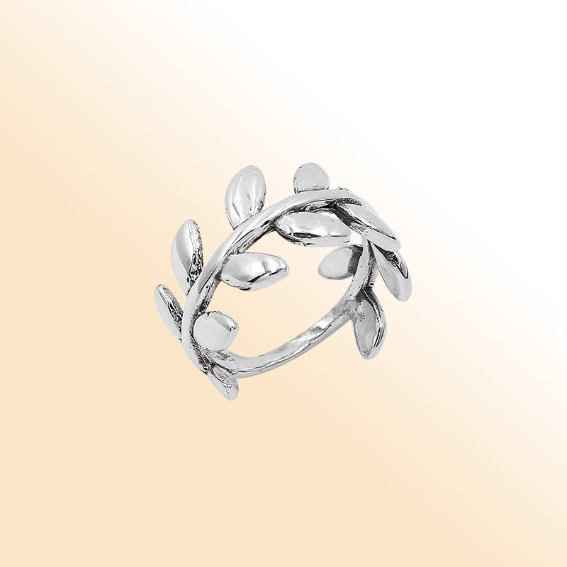 Balinese Silver Beautiful Simple Designer Leaf Ring With Polished Finish