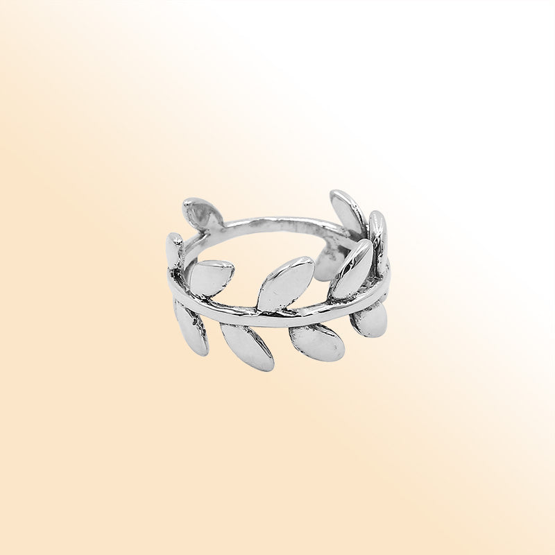 Balinese Silver Beautiful Simple Designer Leaf Ring With Polished Finish