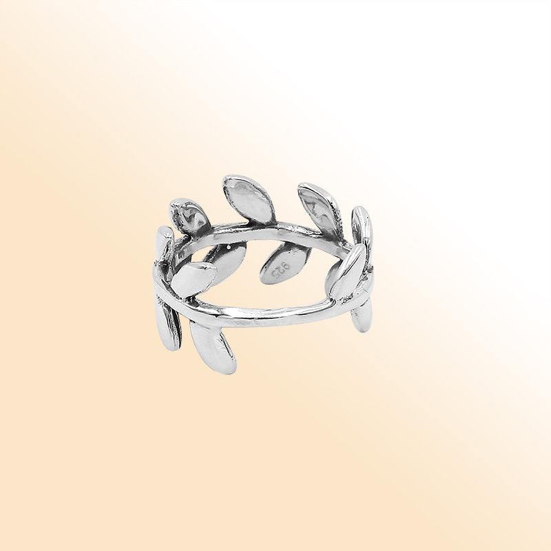 Balinese Silver Beautiful Simple Designer Leaf Ring With Polished Finish