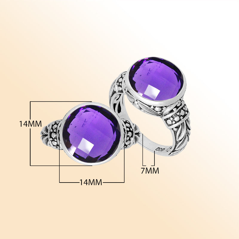 Sterling Silver Elegant Amethyst Quartz Ring With Handcrafted Filigree Design