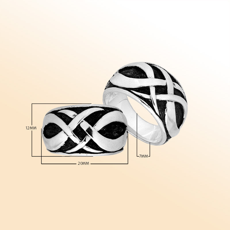 Handcrafted Sterling Silver Interwoven Infinity Statement Ring From Bali.