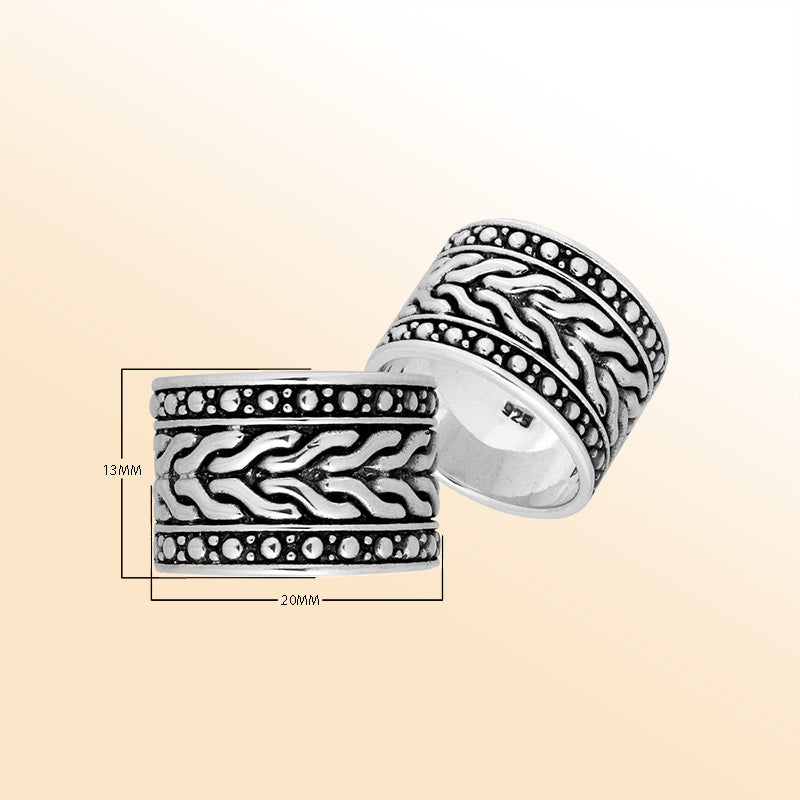 Handcrafted Sterling Silver Beautiful Pretty Designer Round Shape Oxidized Ring From Bali.