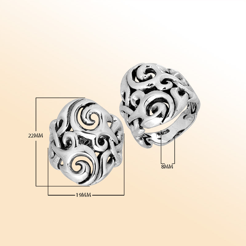 Handcrafted Sterling Silver Elegant Pretty Designer Artistic Ring From Bali.