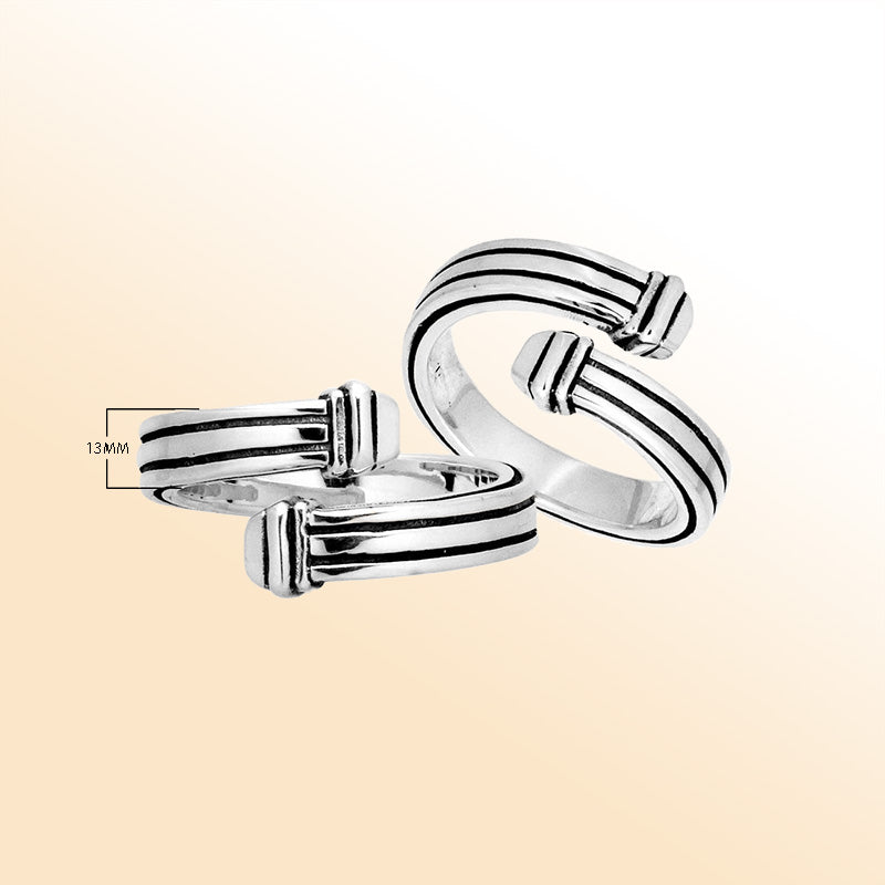 Sterling Silver simple design nice looking ring handcrafted in Bali, Indonesia with double-stripe open band