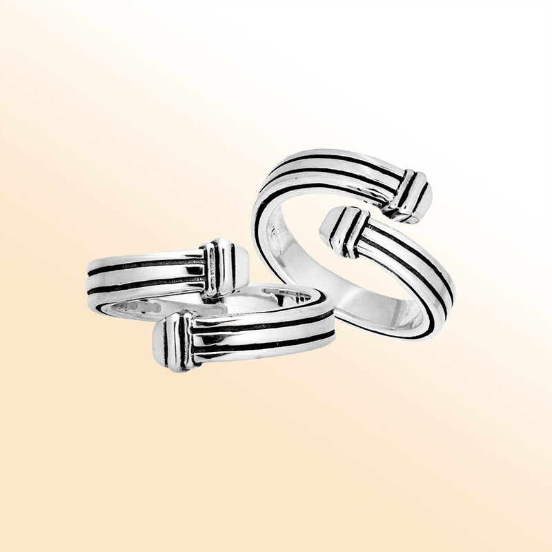 Sterling Silver simple design nice looking ring handcrafted in Bali, Indonesia with double-stripe open band