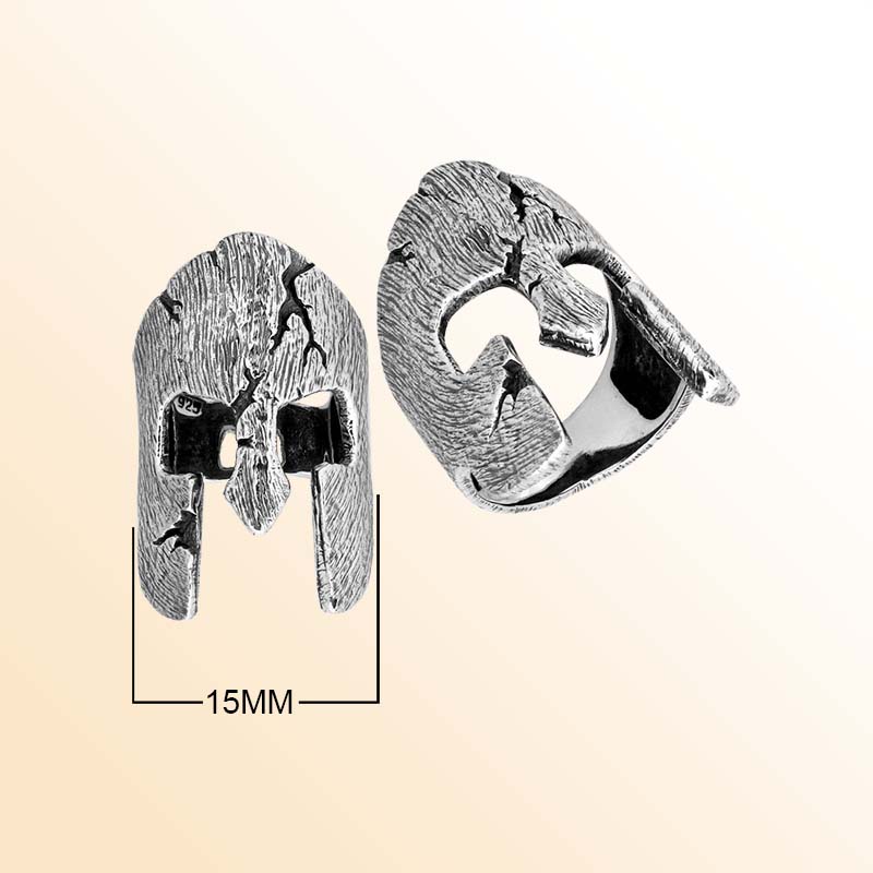 Sterling Silver beautiful stylish ring handcrafted in Bali, Indonesia with oxidized Spartan helmet design