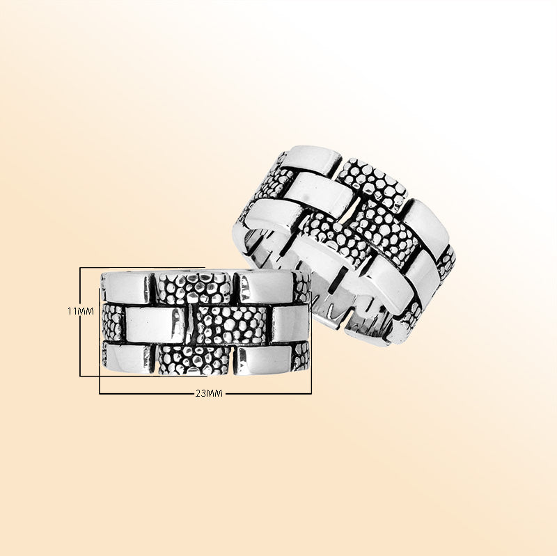 Sterling Silver beautiful pretty designer ring handcrafted in Bali, Indonesia with oxidized brick texture design