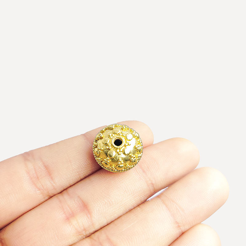 India-made 18K Gold Overlay textured copper bead for jewelry making