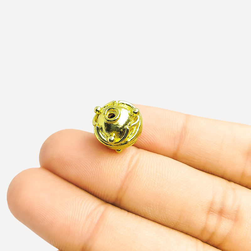 Handcrafted 18K Gold Overlay Over Copper floral bead made in India for jewelry making