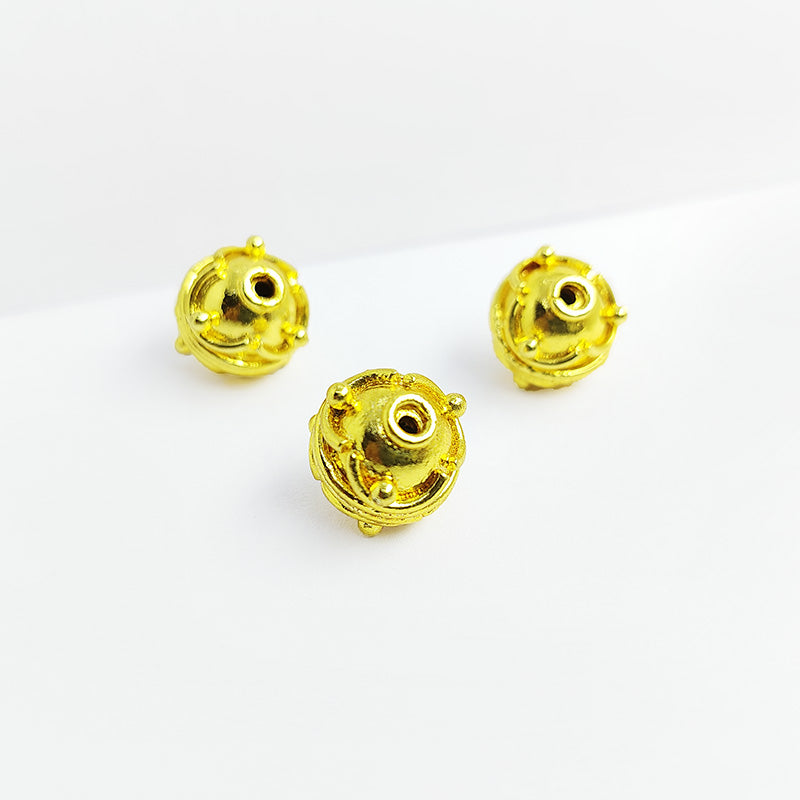 Handcrafted 18K Gold Overlay Over Copper floral bead made in India for jewelry making