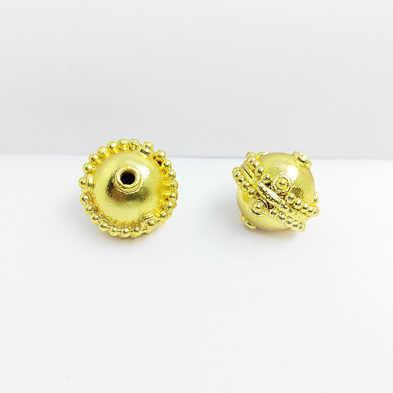 Handcrafted 18K Gold Overlay copper bead from India with granulated detailing