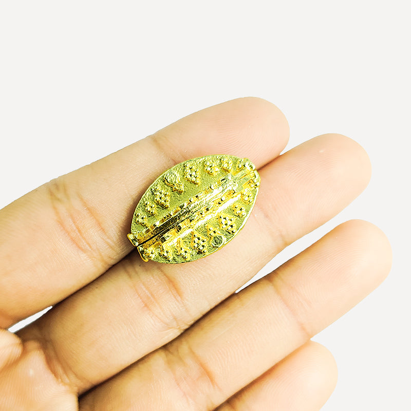 18K gold overlay copper cross-design handcrafted bead from India.