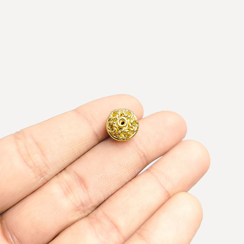 Handcrafted India 18K Gold Overlay Copper filigree bead for DIY jewelry projects